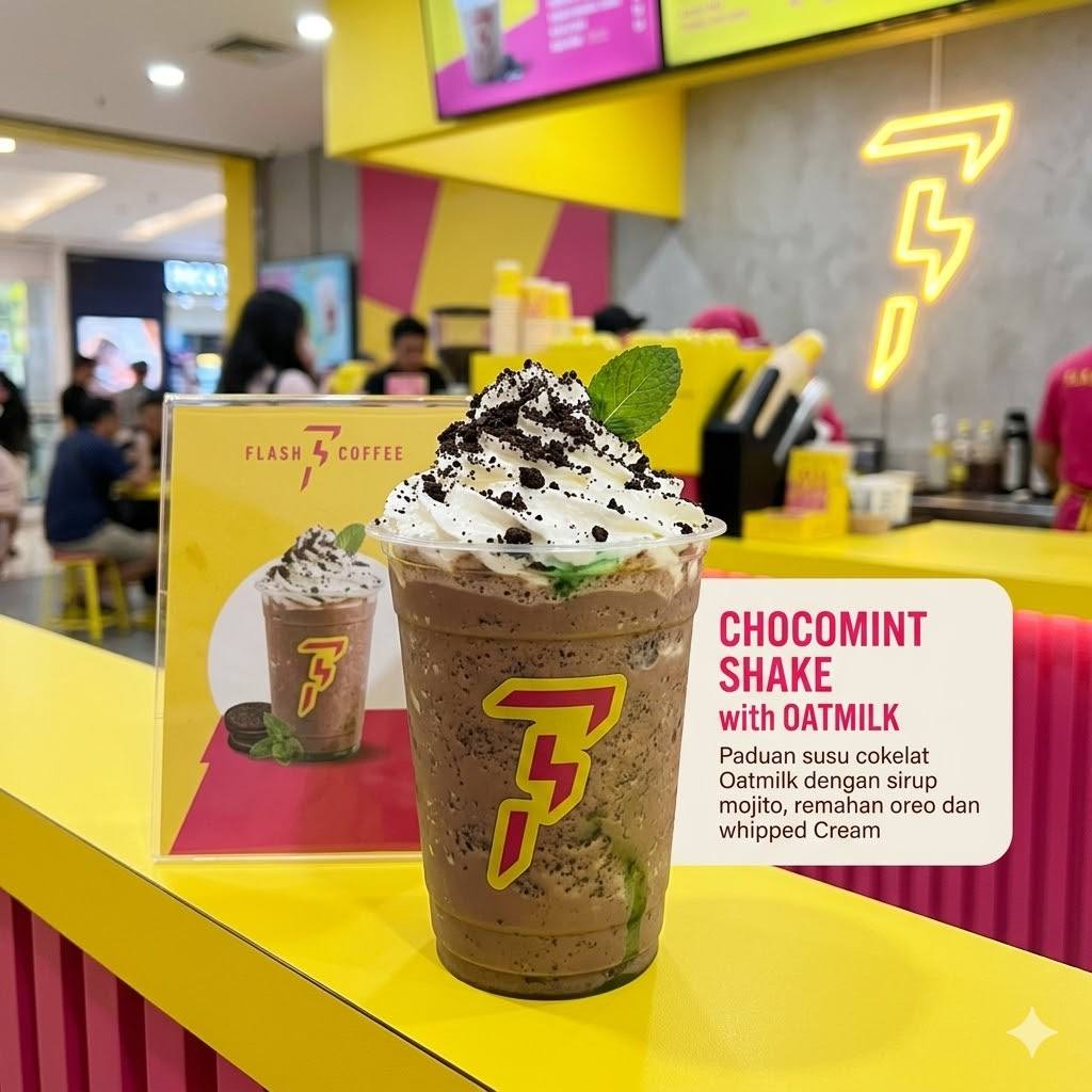 Chocomint Shake with Oatmilk Flash Coffee